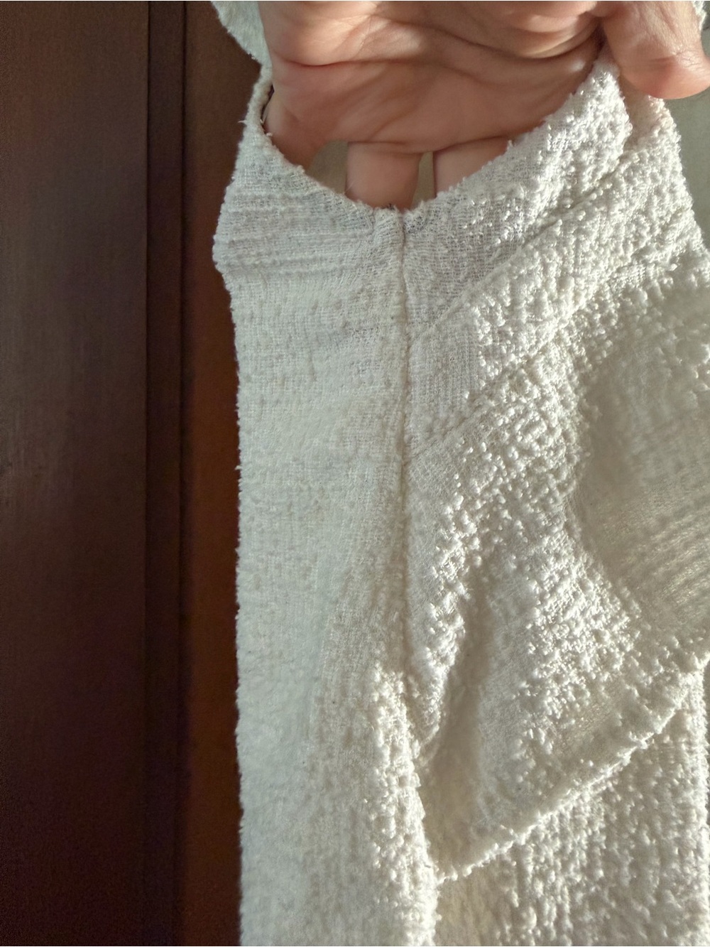 dolan Cream Textured Knit Ruffle Detail Top - Picture 6 of 7